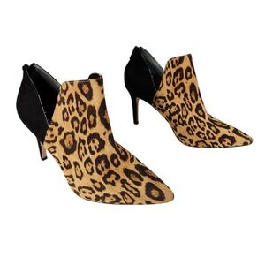 Enzo Angiolini Leopard‎ Print Stiletto Booties sz 9M Women Pointed Toe Zipper